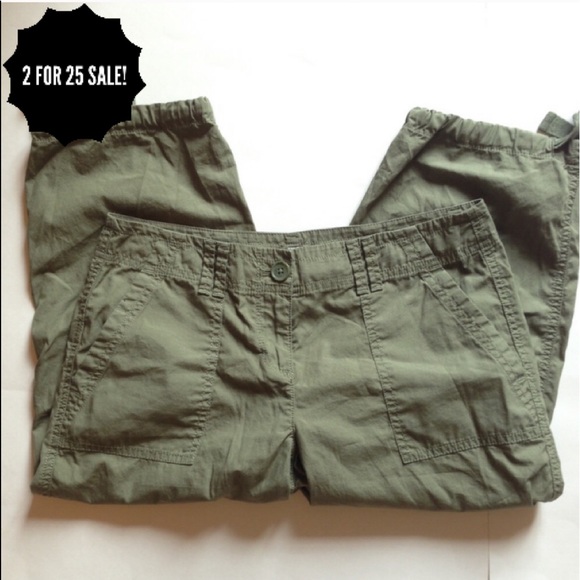 LOFT Denim - Loft original crop olive green Capri pants tie 0P